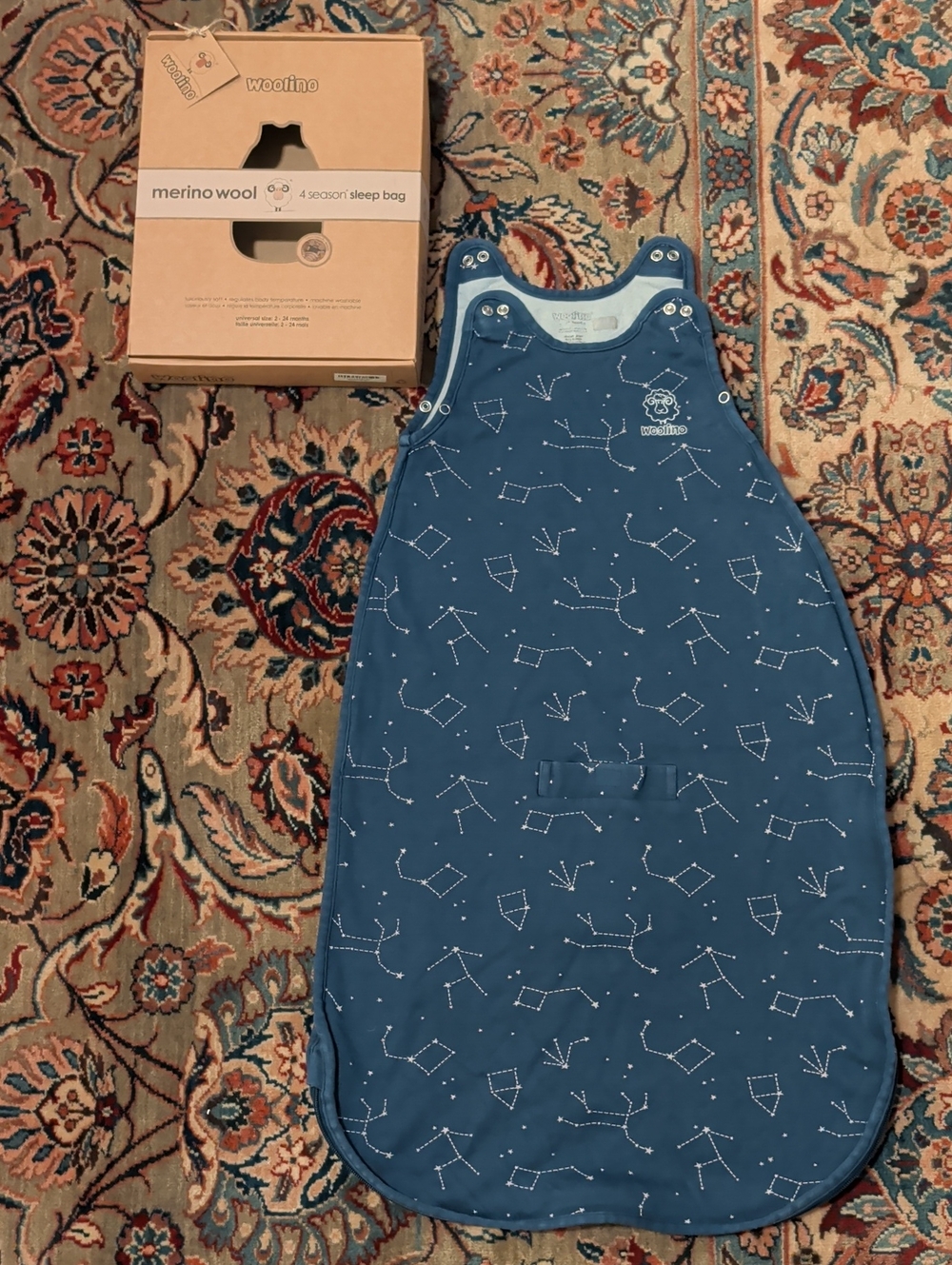 Woolino 4 Season Wool Sleep Sack 2-24 Months - Navy Constellation